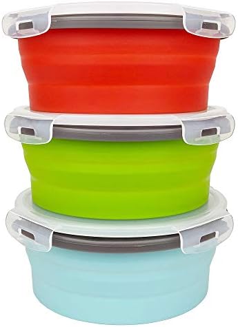 CARTINTS 1200ml Large Collapsible Food Containers Silicone Lunch Containers Silicone Leftover Food Containers, Ideal for Camping Travel, 3Pack - Image 2