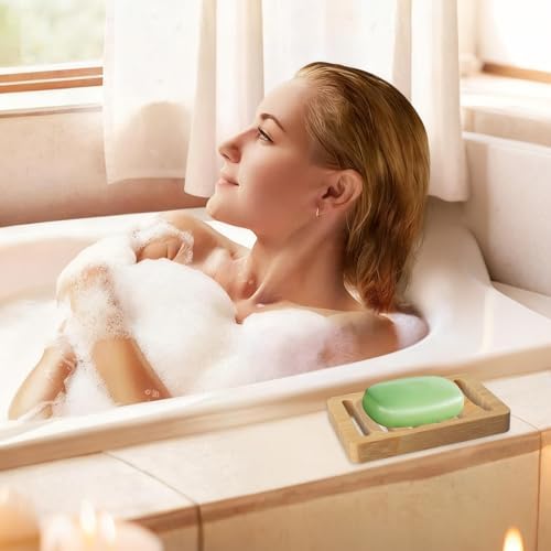 Wooden Soap Dish, Bamboo Soap Holder for Shower 2 Pack, Self Draining Tray - Image 7