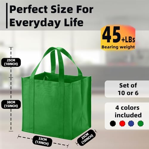 6 pack Reusable Grocery Bags,Thick Bottom-Shopping Bag for Groceries - Image 2