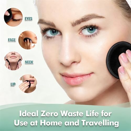 wegreeco 40 Pack Reusable Makeup Remover Pads, Washable Reusable Cotton Rounds Pads for Face, Makeup Remover Cloths for All Skin - (Black) - Image 3