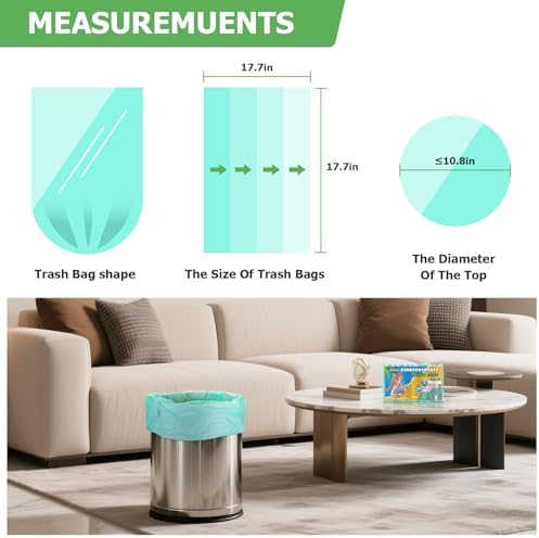 2.6 Gallon Small Trash Bags Bathroom - Green Mini Garbage Bags Biodegradable Compostable 100 Count 10 Liter Unscented Little Waste Basket Kitchen Office Car Tiny Liners Strong Thick Heihaily - Image 2
