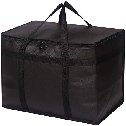 DIOMMELL XL Insulated Reusable Grocery Bags with Sturdy Zipper Reinforced Bottom & Handles, Foldable Washable Heavy Duty Cooler Totes for Hot or Cold Food Delivery, Groceries, Travel, Shopping by DIOMMELL