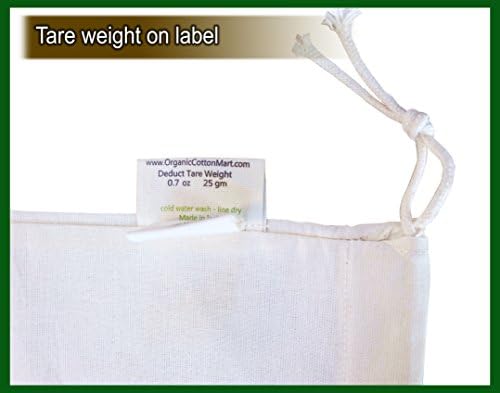 Reusable Grocery Bags for Produce - Small Size Muslin Bags for Brewing and Making Tea - Made of 100% Organic Cotton with Drawstring - Set of 3 (Small - 8"x10") - Image 2
