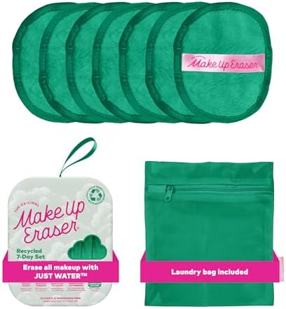 The Original MakeUp Eraser 7-Day Set, Erase All Makeup with Just Water, Including Waterproof Mascara, Eyeliner, Foundation, Lipstick, Sunscreen, and More! Recycled Green, 7 ct. by MakeupEraser