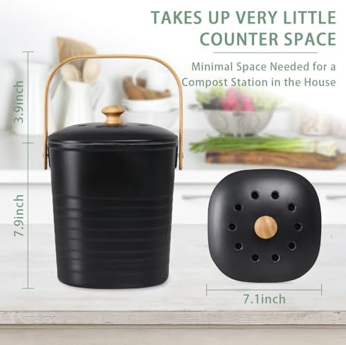 MUMTOP Compost Bin for Kitchen Countertop,1.4 Gal Bamboo Compost Container - Image 6