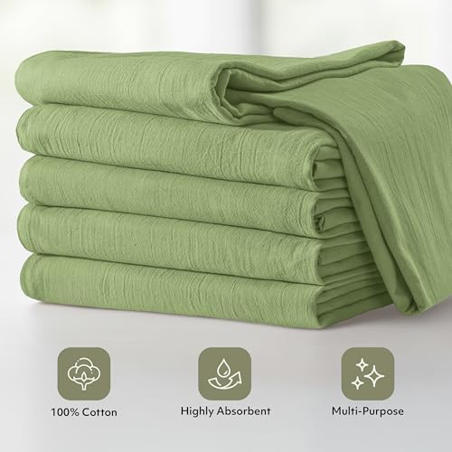 Utopia Kitchen Sage Green Flour Sack Towels [12 Pack-28 x 28 In]100% Cotton - Image 4