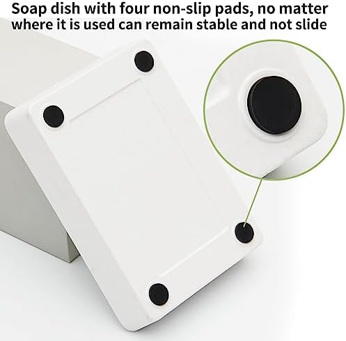 Bamboo Soap Dishes for Shower Wooden Soap Bar Holder for Bathroom Soap Tray Easy to Clean, Durable and with Non-Slip Pads(Single White Square) - Image 5