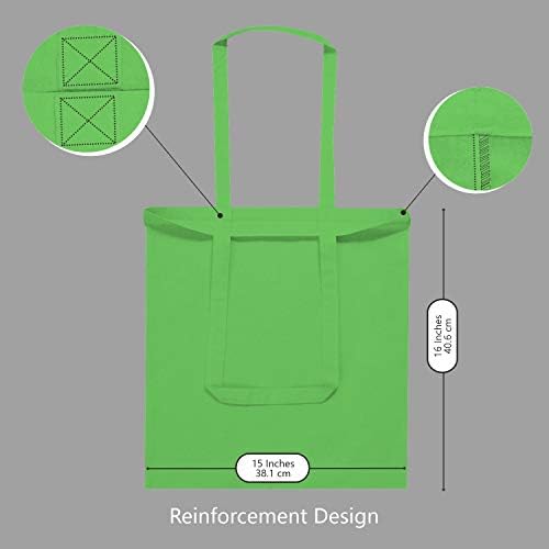 TOPDesign 24-Pack Economical 16"x15" Lime Green Cotton Tote Bag, Lightweight Medium Reusable Grocery Shopping Cloth Bags, Suitable for DIY, Advertising, Promotion, Gift, Activity - Image 5
