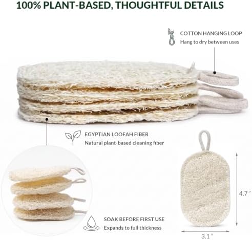 Natural Egyptian Loofah Dish Sponges, Double-Sided Scrubbers, 4-Pack - Image 2