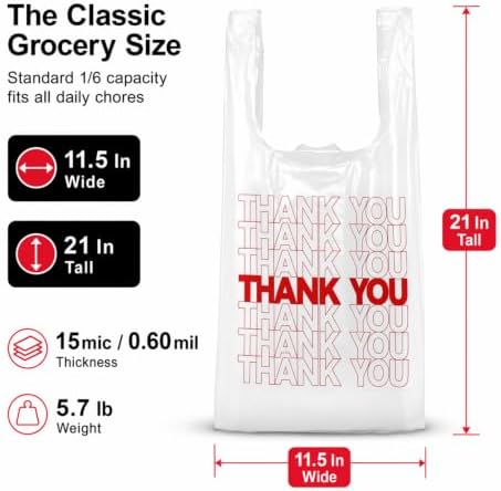 TashiBox 300Ct Plastic Bags，thank you bags,Shopping bags - Image 2