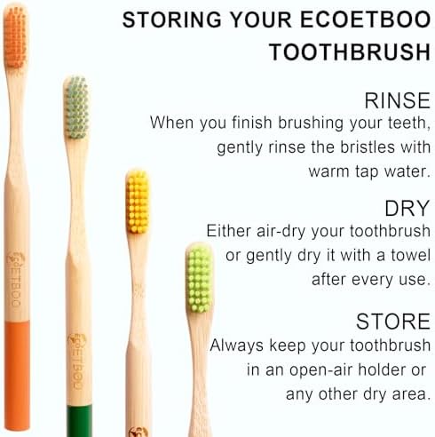 10 Pack Soft Bristles Bamboo Toothbrushes, Plastic Free Toothbrush - Image 5