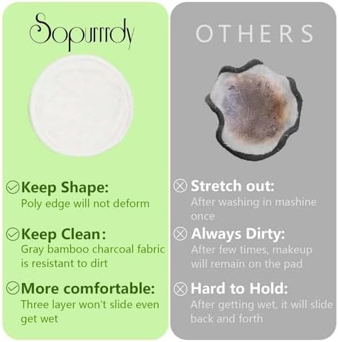 28 Pack Reusable Makeup Remover Face Pads with Laundry Bag Washable Soft and Comfortable Cleaning Face Skin,Washable Bamboo Cotton Rounds White - Image 5