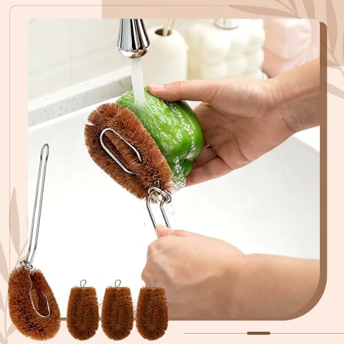 Sawysine Tawashi 100% Natural Coconut Coir Fiber Brush with Handle - Image 4