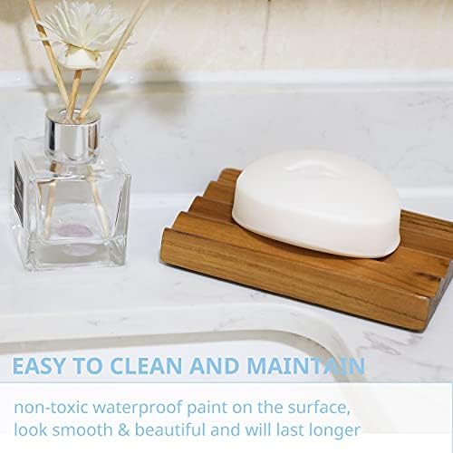 HTB Teak Wood Soap Dish for Shower,Non-Slip Soap Holder Bathroom - Image 5