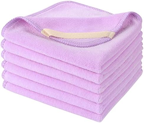 SINLAND Microfiber Facial Cloths Fast Drying Washcloth 12inch x 12inch Light purple 6 pack by SINLAND