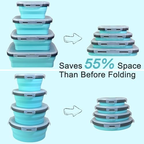 Guyuyii 8-Pack Silicone Collapsible Food Storage Containers with Lids - Image 4