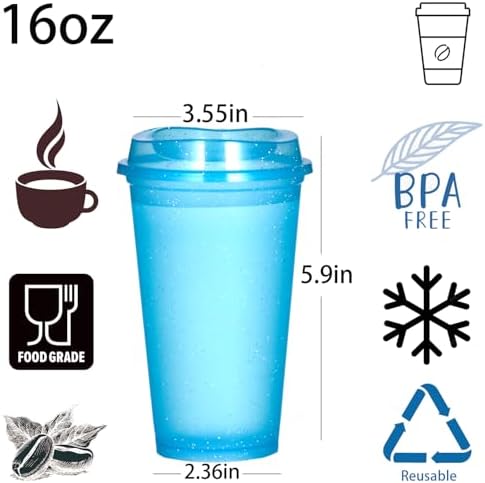 16oz Reusable Plastic Coffee Cups with Lids, 13 Pack - Image 2