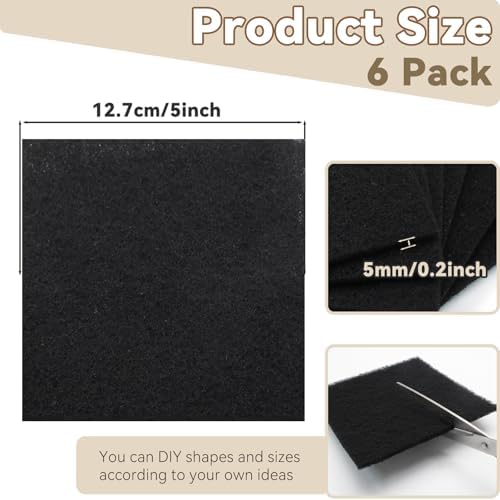 Biaungdo 6 Pack 5 Inch Square Charcoal Filter, Black Compost Bin Filters - Image 4