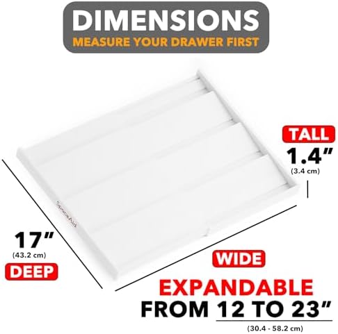 SpaceAid Bamboo White Spice Drawer Organizer, (Need 3" Deep Drawer) Expandable 4 Tier Spices Rack for Cabinet, Kitchen Seasoning Storage Insert (Jars Not Included, From 12" to 23" Wide) - Image 3