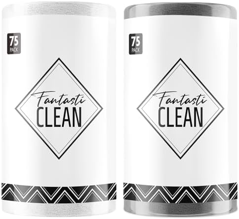 Fantasticlean Microfiber Cleaning Cloth Rolls -150 Sheets (White, Dimgrey) by Fantasticlean