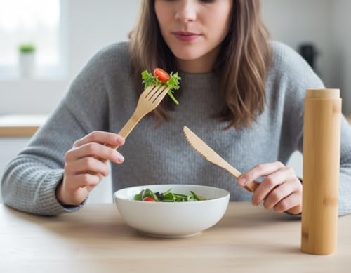 Eco-Friendly Travel Utensils Set: Lightweight Bamboo Forks, Spoons, Knives in Wooden Case, Reusable Utensils for Lunch Box, Kids Camping Cutlery, Sustainable Portable Flatware - Image 4