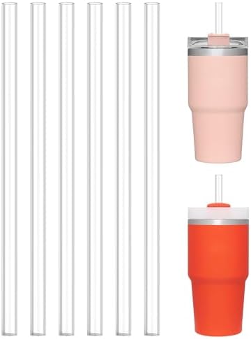 6 PCS Replacement Straws for Stanley|Owala|Simple Modern 40oz 30oz Tumbler, Reusable Clear Drinking Straws with Cleaning Brush for Stanley Cup Accessorie，BPA Free, Dishwasher Safe by Allwith
