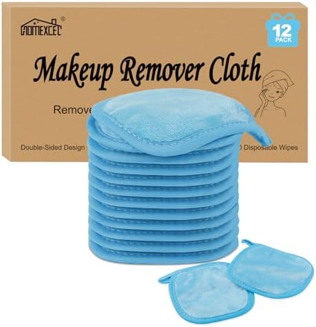HOMEXCEL Makeup Remover Cloth 12 Pack Reusable Makeup Remover Pads Washable by HOMEXCEL