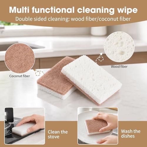6 Pack Bamboo Dish Brush & Sponge Set, Wooden Handle Kitchen Scrub Brushes with Natural Sisal & Palm Fiber Heads, Multi-Purpose Dishwashing Cleaner for Dishes, Pots, Bottles, Vegetables - Image 7