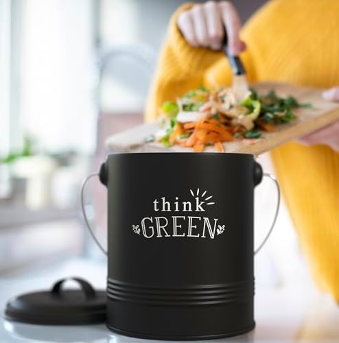 Barnyard Designs 1.2 Gallon Kitchen Counter Compost Bin with Lid (Black) - Image 5