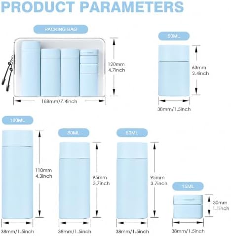 Travel Bottles for Toiletries, 5 Pack Travel Size Containers, TSA Approved Leak Proof - Silicone Toiletry Containers with Clear Bag for Shampoo, Conditioner & Lotion, Travel Essentials - Image 4