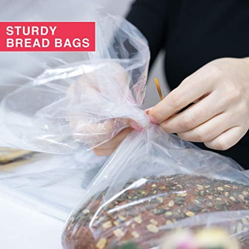 Reusable Bread Bags with Ties, Clear, 200 Bags and 200 Ties, For Homemade Bread and Bakery Loaf, Adjustable (200) - Image 6