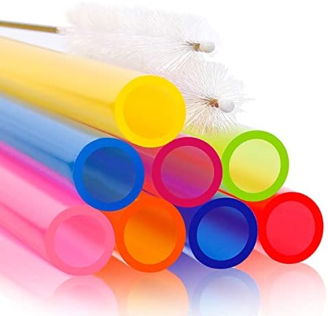 8 Pcs Extra Wide Reusable Smoothie & Boba Straws with 1 Bag & 2 Brushes - Multicolor Big Jumbo, BPA FREE Large Plastic Straws for Smoothies, Bubble Tea(Tapioca, Boba Pearls), Milkshakes - Image 5