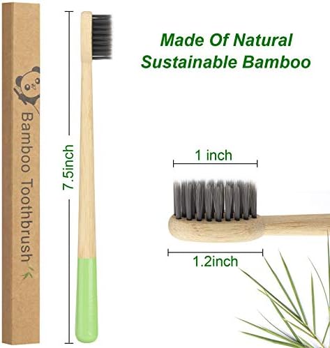 Bamboo Toothbrushes 6 Pack, Soft Bristle Toothbrush Charcoal Toothbrush - Image 4