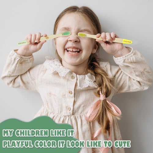 6 Pack Bamboo Kids Toothbrushes - Extra Soft Toothbrush for Kids - Natural Toothbrush Set Designed for Children Ages 3 and Up (Multicolor) - Image 3