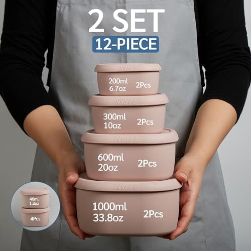 ISSEVE 12Pcs/Set Nesting Silicone Food Storage Containers with Lids - Image 2