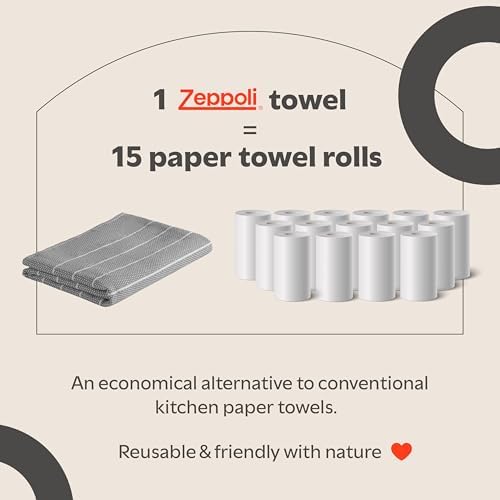 Zeppoli Classic Kitchen Towels - 6 Pack 100% Natural Cotton Towel Set, Reusable Wash Cloths, Absorbent Dish Towels, Machine Washable Hand Towels, Kitchen Essentials, 20” x 28” - Gray VAR - Image 6