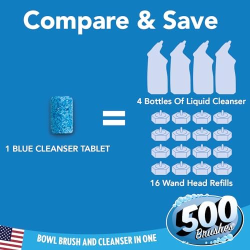500 Brushes Blue Toilet Bowl Cleanser Tablet Refills, 9 Pack, Replacement Toilet Bowl Cleaner Tablets, Each Tablet Lasts Up to 4 Months - Image 4