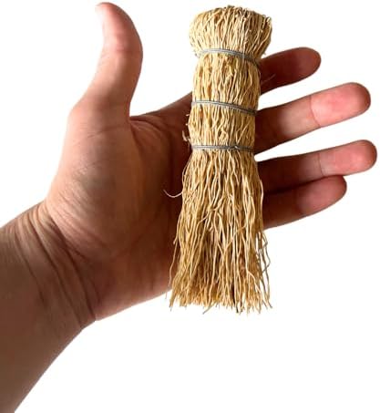 Set of 3 Natural Fiber Dish Brush Cleaners - Mexican Escobeta de Raiz Natural 5" with Hangers - Sustainable Kitchen Cleaning Scrubber Brushes for Pots, Sinks, and Pans - Yellow Cepillo Limpia Trastes - Image 3