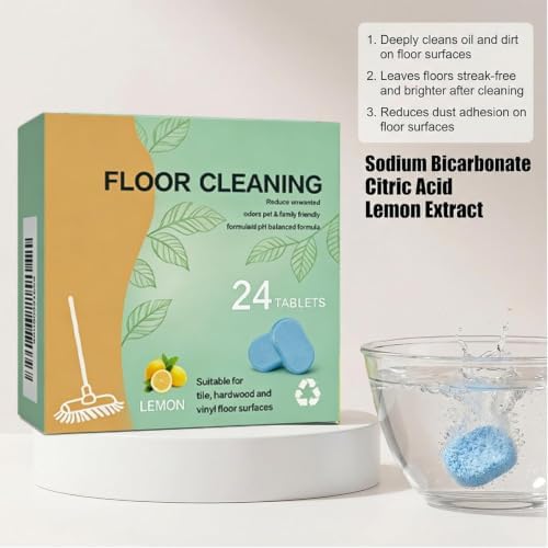 Floor Cleaning Tablets, 24 Count, Hard Floor Cleaner Tablets, Lemon Scent, Multi-Surface Effervescent Cleaner for Hardwood, Tile, Vinyl and Laminate Floors, Streak-Free - Image 6