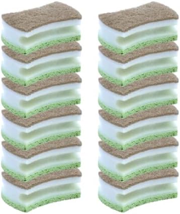 Superio Non-Scratch Cellulose Sponge Scrub (12-Pack) Heavy Duty Kitchen Sponges Scrubbers with Scouring Pad (Sisle) by Superio