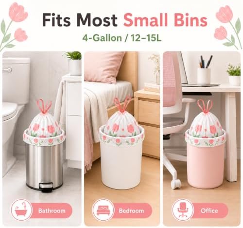 4 Gallon Trash Bags Drawstring - Unscented Small Garbage Bags 100 Count - Image 7