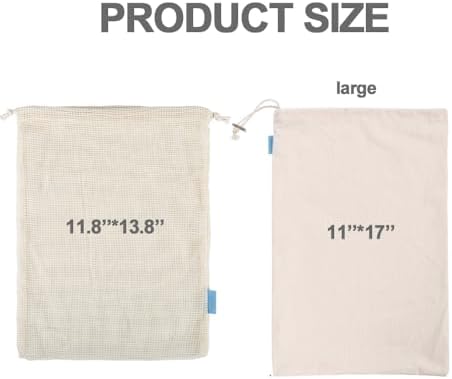 3 Reusable Mesh Produce Bags &3 Organic Cotton Muslin Bags with Spring-Lock Closure Zero Waste Kit for Grocery Shopping, Vegetable, Fruit Storage, Bulk Food, Travel - Image 7
