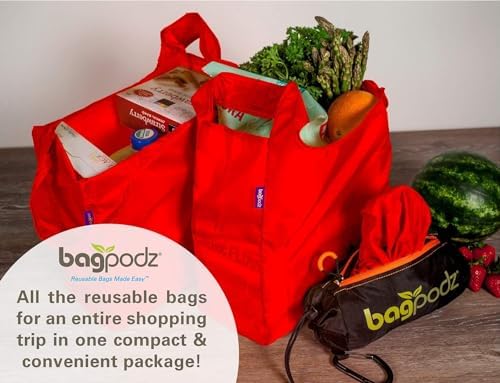 Reusable Grocery Bags, Foldable Shopping Bags in Pod, 5 Pack - Image 4