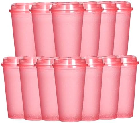 16oz Reusable Plastic Coffee Cups with Lids, 13 Pack by Ankeli%26Lt