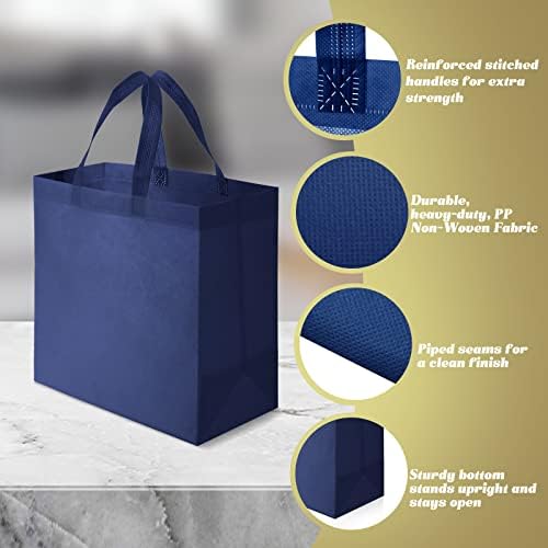 Reginary 100 PCS Non Woven Tote Bags Bulk,Navy Blue - Image 3