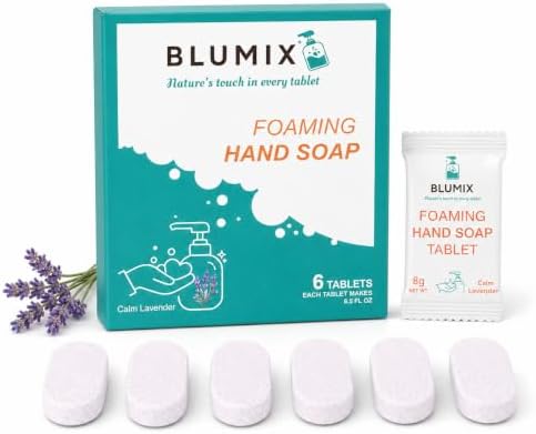 Foaming Hand Soap Refill Tablets, Concentrated Hand Soap Tablets, Just Add Warm Water, For Reusable Foaming Soap Dispensers (6 Count, Lavender, Refill Only) by Blumix