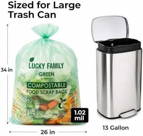 13 Gallon Drawstring Compost Bags for Kitchen Compost Bin, Compostable - Image 2