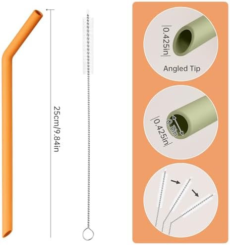 NiHome 6-Pack Wide Reusable Bent Silicone Straws for Smoothies, Milkshake - Image 6