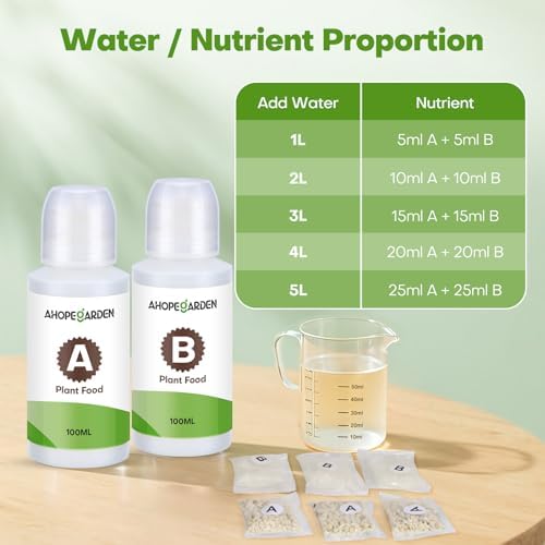 Ahopegarden 800ml A&B Hydroponic Nutrients: Hydroponic Plant Food for Aerogarden, Liquid Plant Food for Vegetables, Fruits, Flowers, ect - All-in-One Fertilizer Solution for Hydroponics Growing System - Image 5