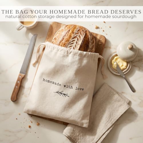 Beautiful Linen Bread Bag Set & Proofing Cover for Homemade Sourdough - Image 3